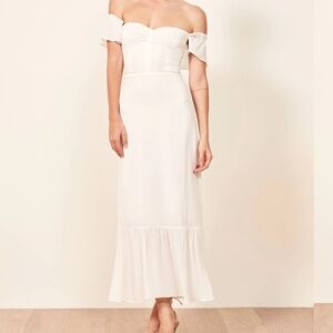 Reformation white off the shoulder dress